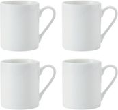 Mikasa Egret Mokenset van fijn porselein, 4 x klassieke witte kopjes voor thee en koffie, 380 ml, geschenkverpakking en vaatwasmachinebestendig