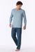 Schiesser Heren Pyjama Lange Mouw Geruit Katoen Blauw M