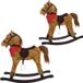 Cheval à bascule interactif qui hennit, avec une queue qui bouge, avec une écharpe de cowboy, en brun clair