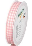 Halbach Seidenbänder Premium Vichy Karo cadeaulint (blaasspink) | breedte 15 mm lengte 25 m | geruite band made in Germany | geruit lint in vele kleuren