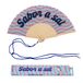 Fisura Houten waaier "Sabor a sal", moderne handwaaier blauw, kleurrijk zomeraccessoire met polsband, origineel cadeau-idee voor de zomer, 42,5 x 23 cm