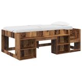vidaXL Kinderbedframe met opbergruimte Oud hout 90 x 190 cm