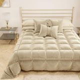 PETTI Artigiani Italiani - Winterdekbed voor Lits-jumeaux (160/180 cm) - 260 x 270 cm van Fluweel, Dubbelzijdige Hypoallergene Bedsprei 350 g/m², Warm Dekbed, Crème, Made in Italy