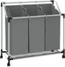 vidaXL Panier à linge à roulettes 3 compartiments gris