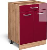 Vicco R-Line meuble bas de cuisine – 60 cm avec tiroir, sans plan de travail Rouge brillant