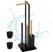 Merkloos Relaxdays Toiletbutler - 65 cm - met reserverolhouder - metaal - bamboe