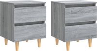 vidaXL Nachtkastjes - Set van 2 - Houten poten - 40x35x50 cm - Grijs Sonoma