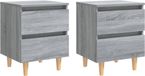 vidaXL Nachtkastjes - Set van 2 - Houten poten - 40x35x50 cm - Grijs Sonoma