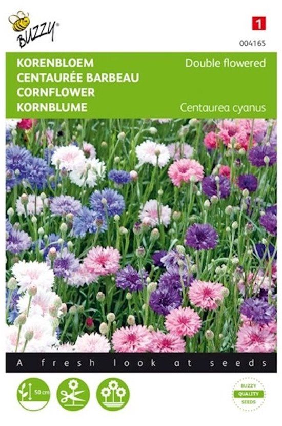 Buzzy Zaden - Korenbloem Dubbelbloemige Mix (Centaurea cyanus)