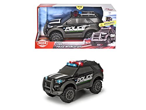 simba Dickie Toys – Ford Interceptor Polizeiauto – Polizei-SUV als Spielzeugauto, 30cm, mit Freilauf, Blinklicht und Sirene, für Kinder ab 3 Jahren