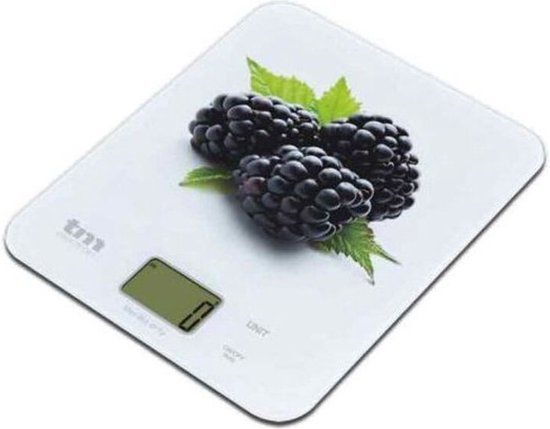 TM Electron Digitale keukenweegschaal Braambes 8 kg - 22,4 x 18,5 cm - Glas