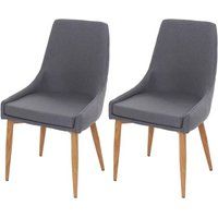 HWC-B44 II Set van 2 eetkamerstoelen, keukenstoel retro design, stof/textiel, donkergrijs