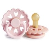 FRIGG Fairytale Latex Fopspeen 2-Pack | Natuurrubberen Fopspeen | BPA-vrij | Gemaakt in Denemarken | Symmetrische Kersvormige Tepel | (White Lilac/Pretty In Peach), Maat 1 (0-6 Maanden))