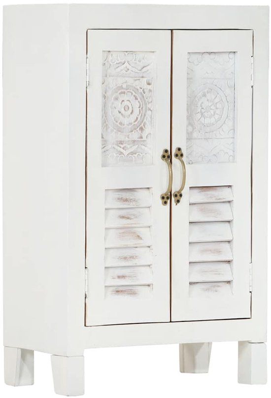 vidaXL Dressoir 55x30x90 cm massief acaciahout Wit