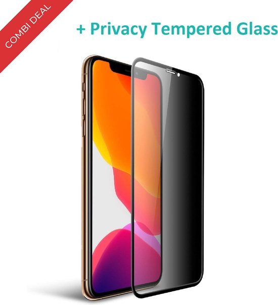 Kickstand Shockproof Case with Privacy Glass for Apple iPhone 11 Pro - Transparent