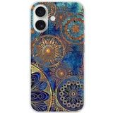 Apple iPhone 16 Mandala Blue Siliconen hoesje