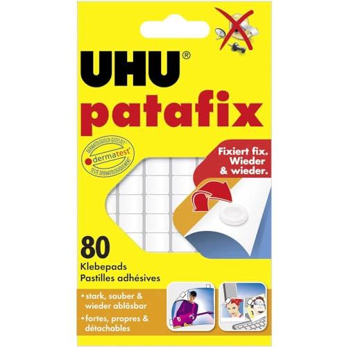 UHU Patafix, verwijderbare en herbruikbare kleefpads, wit, 80 stuks