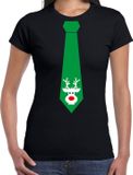 Bellatio Decorations Rendier Kerst T-shirt Dames Zwart S
