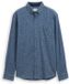 Tom Tailor - Regular fit soft-touch overhemd in gemêleerde look - Maat S - light blue grindle structure