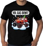 Bellatio Decorations Shoppartners Bv Grote maten foute Kerst shirt / t-shirt - Santa op monstertruck / truck - vol gas ouwe zwart voor heren - kerstkleding / kerst outfit XXXL