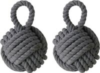 Boltze deurstopper knoop - 2 stuks - 1.2 kg - grijs - jute - 23 x 15 cm