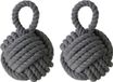 Boltze deurstopper knoop - 2 stuks - 1.2 kg - grijs - jute - 23 x 15 cm