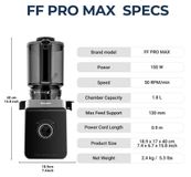 Extracteur de jus lent - 150W motor - Automatische pulpafvoer - Zonder filter, gemakkelijk schoon te maken - 1,5 litre réservoir à jus - Noir - EU-stekker