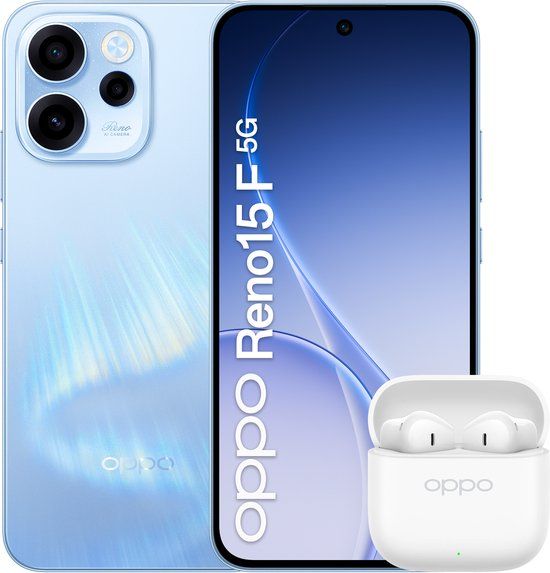 OPPO Reno15 F 5G Aurora Blue Box 16,7 cm (6.57") Dual SIM Android 16.0 USB Type-C 8 GB 256 GB 6500 mAh Blauw
