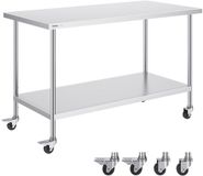 VEVOR Roestvrijstalen Werktafel Commerciële Voorbereidingstafel 762x1524 mm