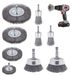 Merkloos Draadborstel Boormachine Borstelset - 9 Stuks - 6 mm Staal - Zeskantstang - Ronde en Potborstels