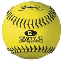 Markwort Weighted Yellow Leather Softball (12WTY Weight 7 oz, Black)