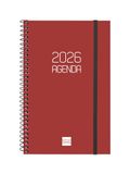 Finocam Spiraalkalender 2026, weekoverzicht, dwarsaanzicht, januari - december (12 maanden), jaarplanner 2026, met elastiek, omslag van polypropyleen, ondoorzichtig, bordeaux, Catalaans