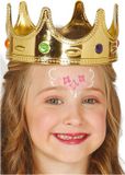 Fiestas Guirca Koninginnen/prinsessen verkleed kroon voor kinderen - goud