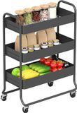 Homcom Kitchen Cart-Metaal-64,5L x 34B x 87H cm-Zwart