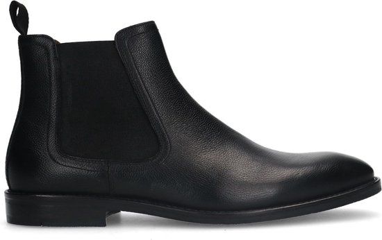 Manfield - Heren - Zwarte leren chelsea boots - Maat 43