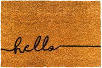 Merkloos Relaxdays Deurmat kokos - hello - 60 x 40 cm - antislip - natuur-zwart