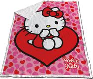 Hello Kitty hartjes fleece plaid 120 x 150 cm - polyester