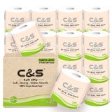 C&S Papier toilette en ouate de cellulose pure, 4 plis, 135 g, 27 rouleaux, non parfumé