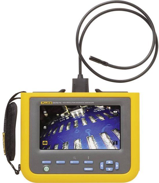 Fluke DS703 FC videoscoop, 7 inch display, 1200 x 720 sonde, 1,2 m x 8,5 mm, voor- en zijcamera, Fluke Connect