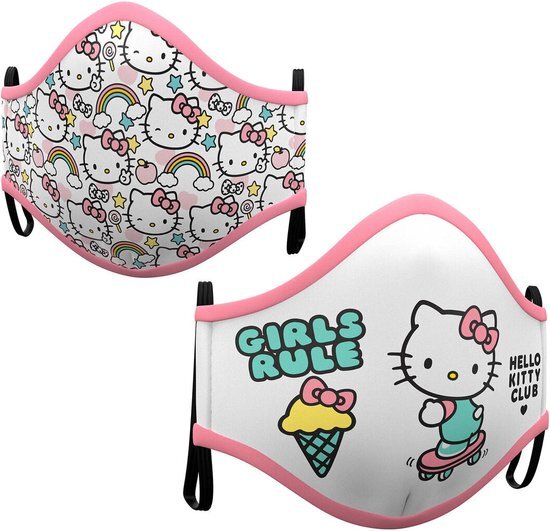 Hygi&#235;nisch en herbruikbaar gezichtsmasker gemaakt van stof Hello Kitty Volwassenen ( 2 uds)