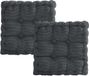Unyqoos® set de 2 coussins d'assise épais, 40x40 cm, velours de maïs, rembourrage 100% coton PP, indéformable avec fermeture boutonnée, pour intérieur et extérieur