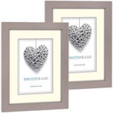 Zep - Houten fotolijst - Beige - 2 stuks - 10 x 15 cm / 15 x 20 cm