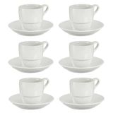 Set VESSIA Set van 6 koffiekopjes van wit porselein met Pl-collectie