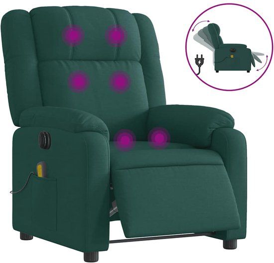 vidaXL Massagestoel elektrisch verstelbaar stof donkergroen
