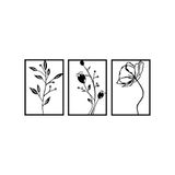 Stijlvol zwart decoratief metalen wandaccessoire (3 stuks), 49 x 70 cm, 100% metaal, 1,5 mm dik, perfect voor moderne woondecoratie en kunstdisplay