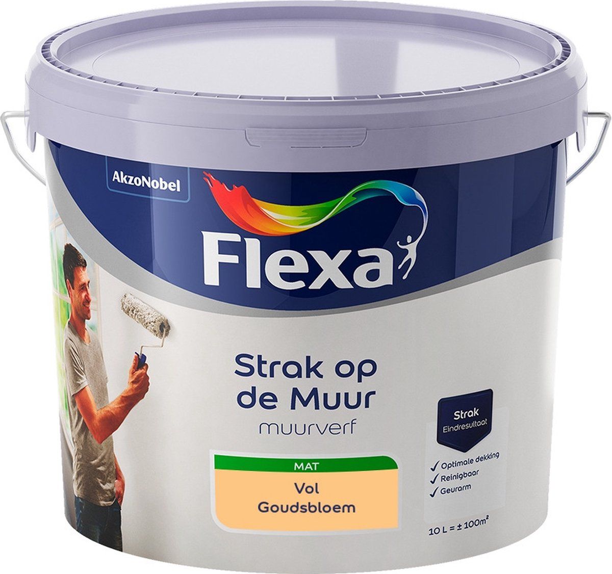 FLEXA Strak op de Muur Muurverf - Mat - Vol Goudsbloem - 10 liter