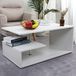 BAKAJI Salontafel wit woonkamer café PC deur side lounge bank dubbele plank en houtstructuur modern design 41 x 91 x 52,6 cm Home Office Decor