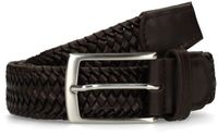 Manfield - Heren - Bruine gevlochten leren riem - Maat 095