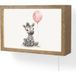 Applique murale Zèbre - Bébé - Animaux - Ballon rose 30x20 cm