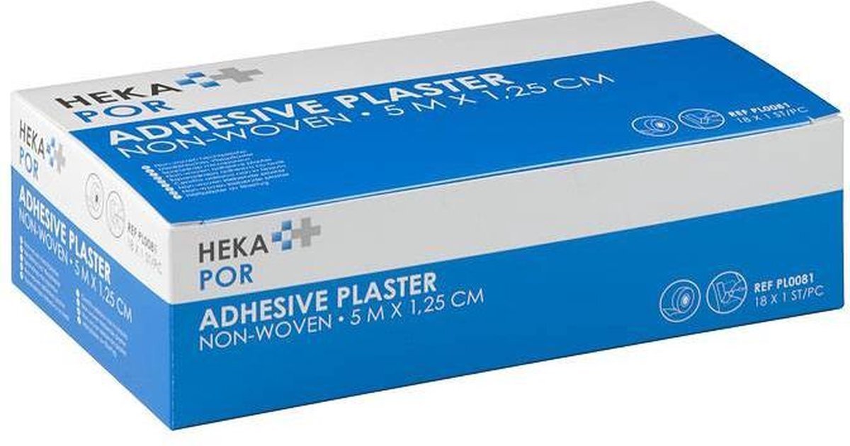 Heka por non-woven hechtpleister ring 5 m x 1,25 cm - 18 st